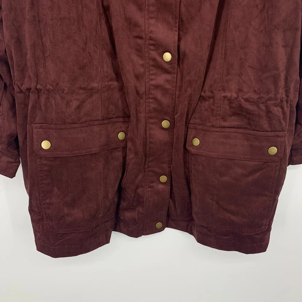 Linea Louis Dell'Olio Jacket Womens Plus 3X Zip Front Button Snap Faux Suede - Picture 6 of 10